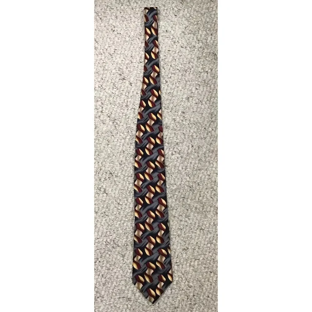 Vintage 1990s Jerry Garcia Silk‎ Tie; Grey, Gold, And Maroon